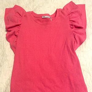 Zara pink ruffle shirt